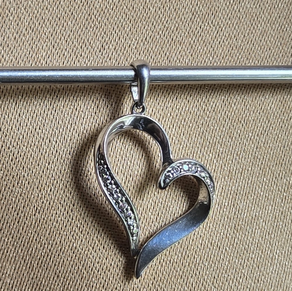 Sterling Silver and Diamond Heart Pendant with Certificate of Authenticity